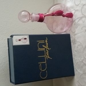 Cellini Glass  Perfume Bottle w Etched Design Pink NIB